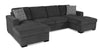 Sofa-lit sectionnel Legend 3 pièces fabriqué au Canada en tissu de chenille avec 2 fauteuils longs de rangement - gris poivre
