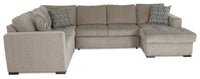Sofa-lit sectionnel de droite Legend 4 pièces fabriqué au Canada en tissu de chenille avec fauteuil long de rangement - beige platine