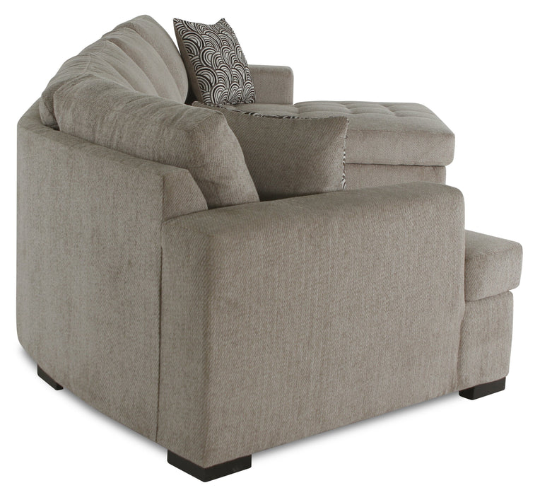 Sofa-lit sectionnel enveloppant de gauche Legend 3 pièces fabriqué au Canada en tissu de chenille avec fauteuil long - beige platine