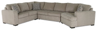 Sofa-lit sectionnel de droite Legend 4 pièces fabriqué au Canada en tissu de chenille avec fauteuil enveloppant - beige platine