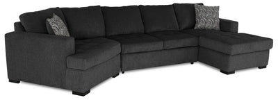 Made in Canada Legend 3-Piece Left-Facing Chenille Fabric Cuddler Sleeper Sectional with Chaise - Pepper Grey | Sofa-lit sectionnel enveloppant de gauche Legend 3 pièces fabriqué au Canada en tissu de chenille avec fauteuil long - gris poivre