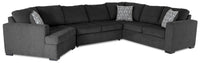 Sofa-lit sectionnel de gauche Legend 3 pièces fabriqué au Canada en tissu de chenille avec fauteuil enveloppant - gris poivre