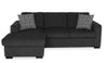 Sofa-lit sectionnel de gauche Legend 2 pièces fabriqué au Canada en tissu de chenille avec fauteuil long de rangement - gris poivre