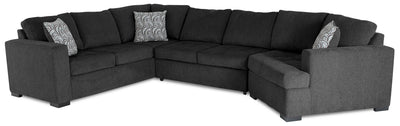Made in Canada Legend 3-Piece Right-Facing Chenille Fabric Cuddler Sleeper Sectional - Pepper Grey | Sofa-lit sectionnel de droite Legend 3 pièces fabriqué au Canada en tissu de chenille avec fauteuil enveloppant - gris poivre