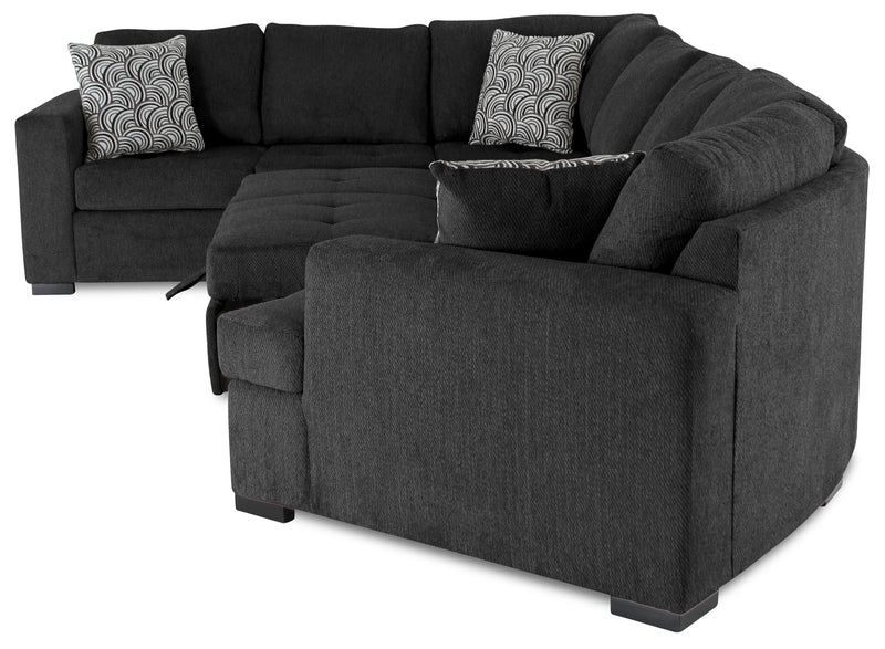 Sofa-lit sectionnel de droite Legend 3 pièces fabriqué au Canada en tissu de chenille avec fauteuil enveloppant - gris poivre