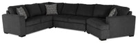 Sofa-lit sectionnel de droite Legend 4 pièces fabriqué au Canada en tissu de chenille avec fauteuil enveloppant - gris poivre