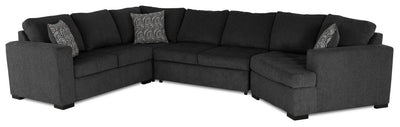 Made in Canada Legend 4-Piece Right-Facing Chenille Fabric Cuddler Sleeper Sectional - Pepper Grey | Sofa-lit sectionnel de droite Legend 4 pièces fabriqué au Canada en tissu de chenille avec fauteuil enveloppant - gris poivre