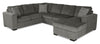 Sofa-lit sectionnel de droite Legend 3 pièces fabriqué au Canada en tissu de chenille avec fauteuil long de rangement - brun étain
