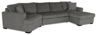 Sofa-lit sectionnel enveloppant de gauche Legend 3 pièces fabriqué au Canada en tissu de chenille avec fauteuil long - brun étain