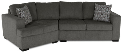 Made in Canada Legend 2-Piece Left-Facing Chenille Fabric Cuddler Sectional - Pewter Brown | Sofa sectionnel de gauche Legend 2 pièces fabriqué au Canada en tissu de chenille avec fauteuil enveloppant - brun étain