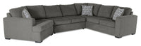 Sofa-lit sectionnel de gauche Legend 3 pièces fabriqué au Canada en tissu de chenille avec fauteuil enveloppant - brun étain
