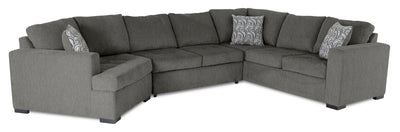 Made in Canada Legend 3-Piece Left-Facing Chenille Fabric Cuddler Sleeper Sectional - Pewter Brown | Sofa-lit sectionnel de gauche Legend 3 pièces fabriqué au Canada en tissu de chenille avec fauteuil enveloppant - brun étain