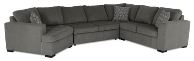Made in Canada Legend 4-Piece Left-Facing Chenille Fabric Cuddler Sleeper Sectional with Chaise - Pewter Brown | Sofa-lit sectionnel enveloppant de gauche Legend 4 pièces fabriqué au Canada en tissu de chenille avec fauteuil long - brun étain