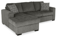Sofa-lit sectionnel de gauche Legend 2 pièces fabriqué au Canada en tissu de chenille avec fauteuil long de rangement - brun étain