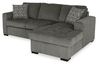 Sofa-lit sectionnel de droite Legend 2 pièces fabriqué au Canada en tissu de chenille avec fauteuil long de rangement - brun étain