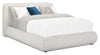 Lit plateforme rembourré Luka en tissu de polyester gris, moderne – format grand lit