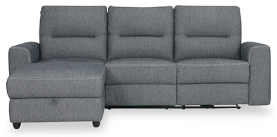 Meadow 2-Piece Left-Facing Chenille Fabric Power Reclining Sectional with Storage Chaise - Charcoal Grey | Sofa sectionnel de gauche à inclinaison électrique Meadow 2 pièces en tissu de chenille avec fauteuil long de rangement - gris anthracite
