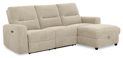 Meadow 2-Piece Right-Facing Chenille Fabric Power Reclining Sectional with Storage Chaise - Taupe | Sofa sectionnel de droite à inclinaison électrique Meadow 2 pièces en tissu de chenille avec fauteuil long de rangement - taupe