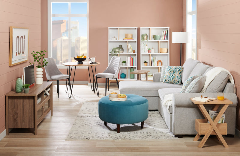 Chaise de salle à manger Miya en tissu de polyester et en métal - grise