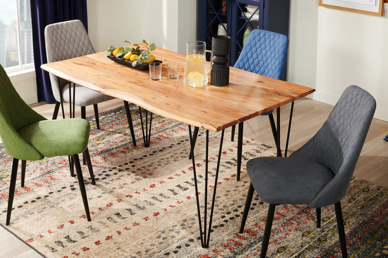 Chaise de salle à manger Miya en tissu de polyester et en métal - grise