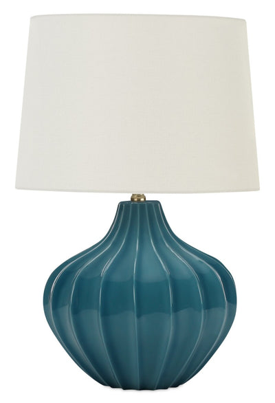 24" Blue Ceramic Curved Table Lamp|Lampe de table courbée de 24 po en céramique bleue