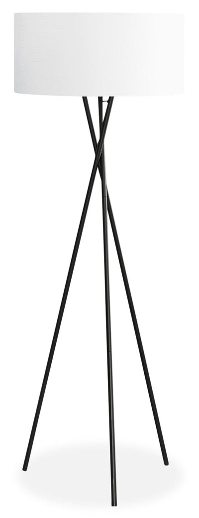 62" Black Metal Tripod Floor Lamp|Lampe à pied de style trépied de 62 po en métal noir