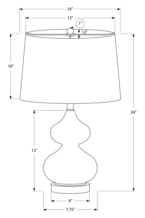Lampe de table de 24 po en verre bleu