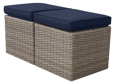Naples 2-Piece Patio Ottoman Set - Blue | Ensemble de poufs Naples 2 pièces pour la terrasse - bleu