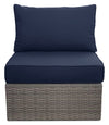 Fauteuil sans accoudoirs Naples pour la terrasse à l’extérieur - osier en résine tressé à la main, résistant aux rayons UV et aux intempéries - naturel et bleu