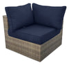 Fauteuil en coin Naples pour la terrasse à l’extérieur - osier en résine tressé à la main, résistant aux rayons UV et aux intempéries - naturel et bleu