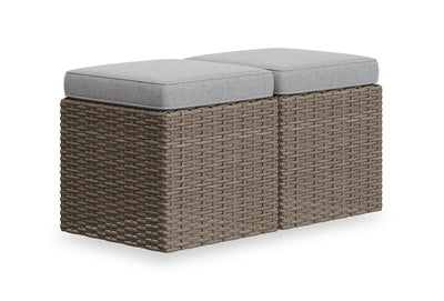 Naples 2-Piece Patio Ottoman Set - Grey | Ensemble de poufs Naples 2 pièces pour la terrasse - gris