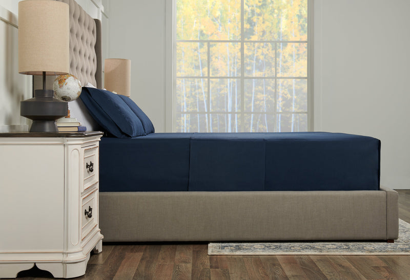 Ensemble de draps Ultra Advanced MasterguardMD 3 pièces pour lit simple - bleu marine