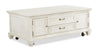 Table à café traditionnelle Newman de 50 po avec dessus relevable, rangement et roulettes - pin blanc albâtre