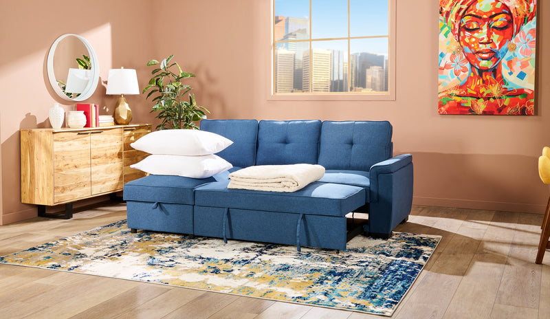 Desserte de salle à manger Oskar de 60 po (L) en acacia et métal avec rangement - naturelle et noire