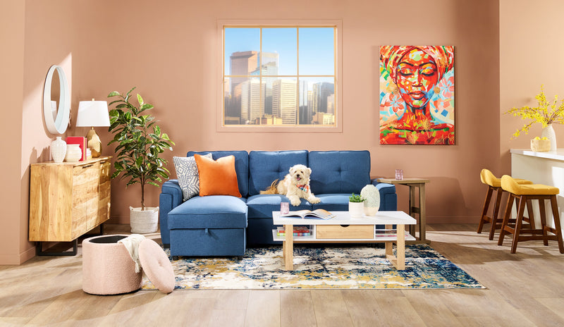 Desserte de salle à manger Oskar de 60 po (L) en acacia et métal avec rangement - naturelle et noire