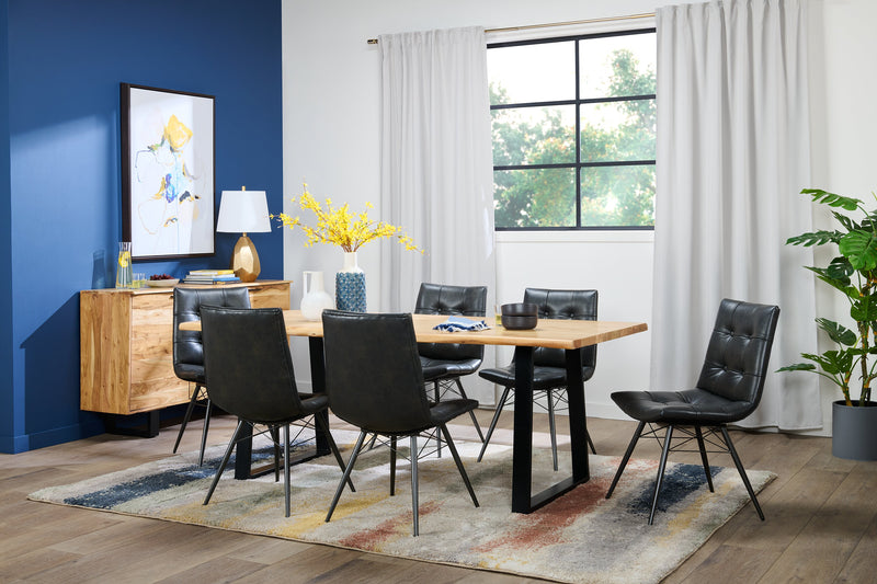 Table de salle à manger Oskar de 79 po (L) en acacia et métal - naturelle et noire