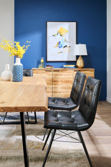 Table de salle à manger Oskar de 79 po (L) en acacia et métal - naturelle et noire