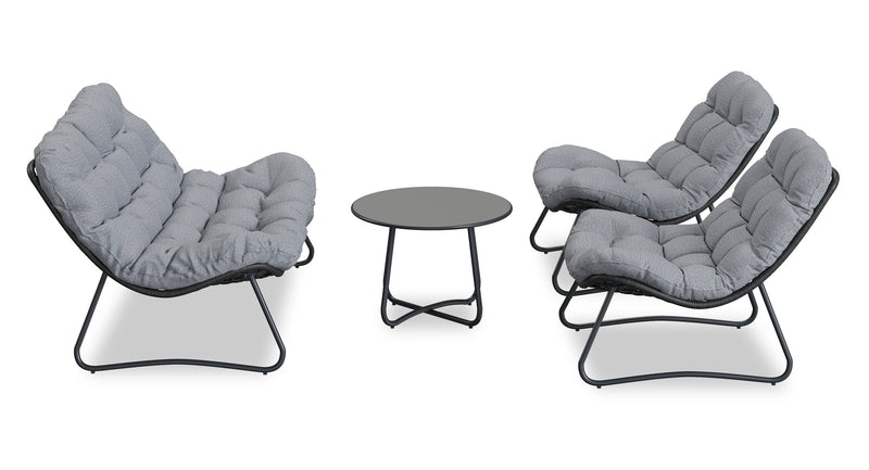 Fauteuil de détente Oslo pour la terrasse à l’extérieur - osier en résine tressé à la main et métal, résistant aux rayons UV et aux intempéries - gris