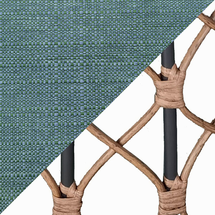 Kort & Co. Ensemble Panama 5 pièces pour la terrasse à l’extérieur avec causeuse, 2 fauteuils et grande et petite tables - osier en résine tressé à la main, résistant aux rayons UV et aux intempéries - naturel et vert