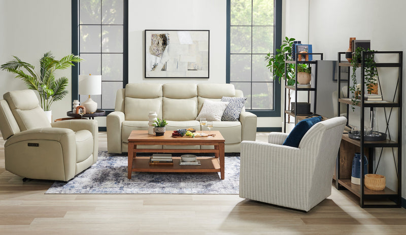 Fauteuil à inclinaison électrique Prescott de Scott Living de 42,5 po en cuir véritable avec appuie-tête électrique - gris platine