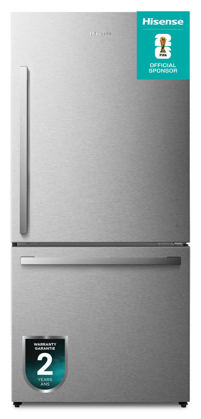 Hisense 31" 17 Cu. Ft. Bottom-Mount Refrigerator - Titanium - RB17A2CSE | Réfrigérateur Hisense de 17 pi³ et de 31 po à congélateur inférieur - titane - RB17A2CSE