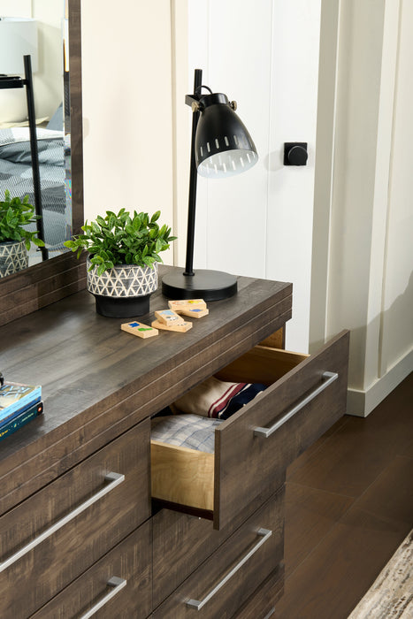 Commode de chambre à coucher Riley de 49 po (L) x 31 po (H) à 6 tiroirs, fabriquée au Canada - grise