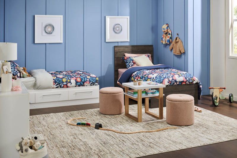 Lit à panneaux Riley avec tête de lit et cadre de lit pour enfants, fabriqué au Canada, gris - format lit simple