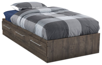 Riley Mates Bed with 3-Drawer Storage for Kids, Made in Canada, Grey - Twin Size | Lit matelot Riley avec 3 tiroirs de rangement pour enfants, fabriqué au Canada, gris - format lit simple