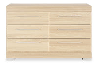 Commode de chambre à coucher Riley de 49 po (L) x 31 po (H) à 6 tiroirs, fabriquée au Canada - naturelle