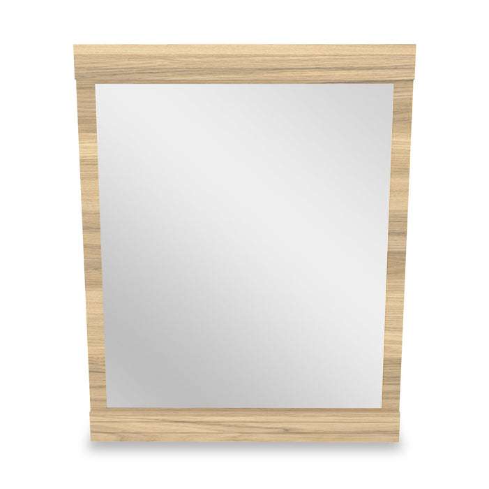 Ensemble de chambre à coucher Riley 5 pièces avec lit à panneaux, commode et miroir, fabriqué au Canada, naturel - format lit double