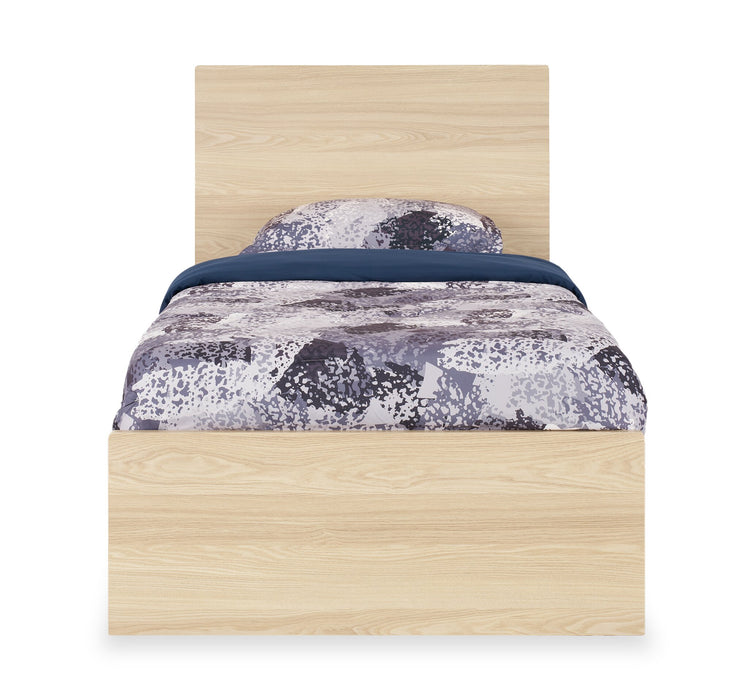 Lit à panneaux Riley avec tête de lit et cadre de lit pour enfants, fabriqué au Canada, naturel - format lit simple