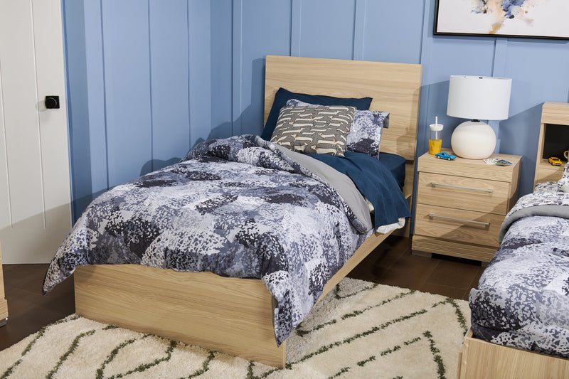 Lit à panneaux Riley avec tête de lit et cadre de lit pour enfants, fabriqué au Canada, naturel - format lit simple