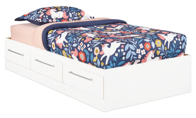 Riley Mates Bed with 3-Drawer Storage for Kids, Made in Canada, White - Twin Size | Lit matelot Riley avec 3 tiroirs de rangement pour enfants, fabriqué au Canada, blanc - format lit simple