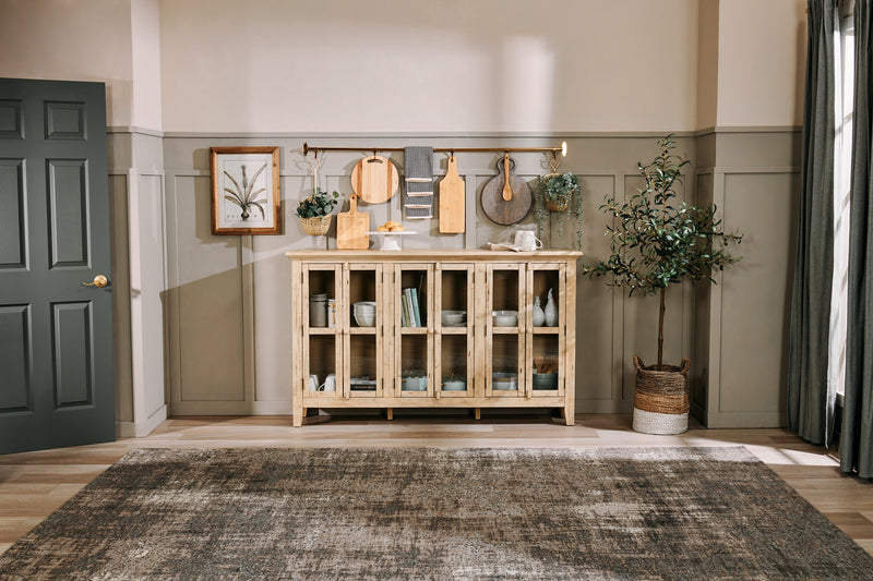 Grande armoire décorative Rocco de 70 po avec 6 portes - crème